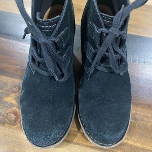 Clarks’ Black Suede Lace-Up Boots